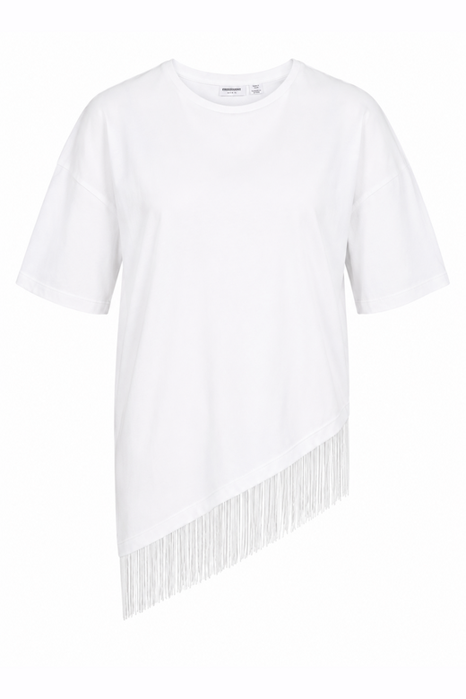 Noisy May - Nmeasy S/S Assymetric Fringe Top - 5253261 Snow White