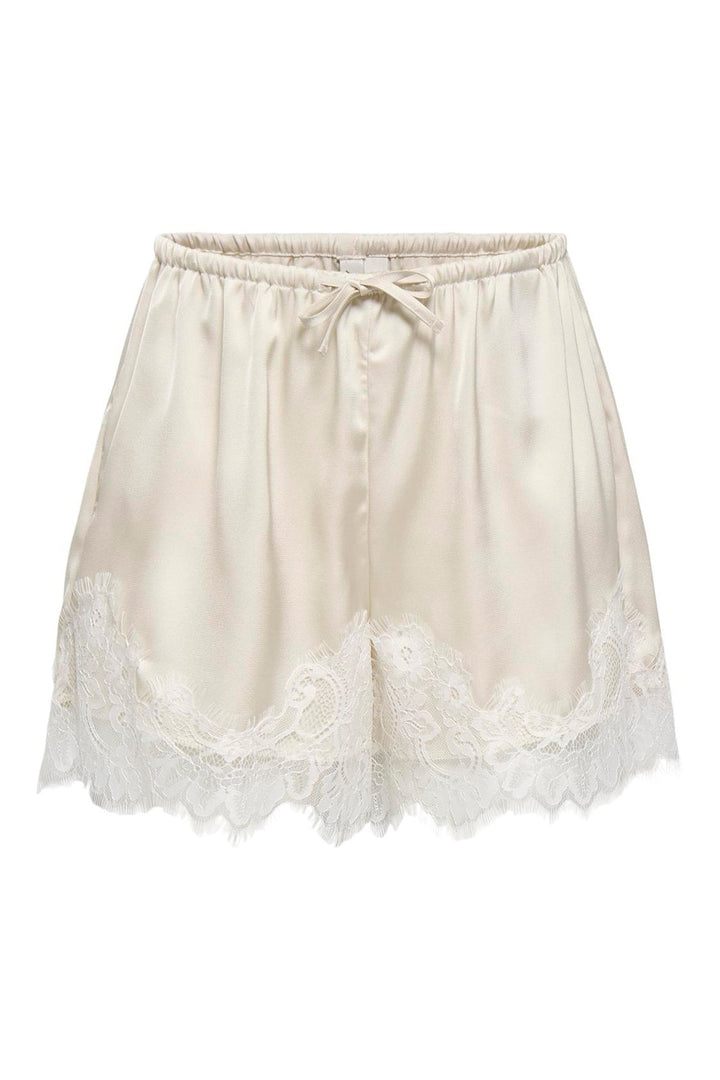 Only - Onlmenus Lace Satin Shorts - 5131878 Birch White Lace