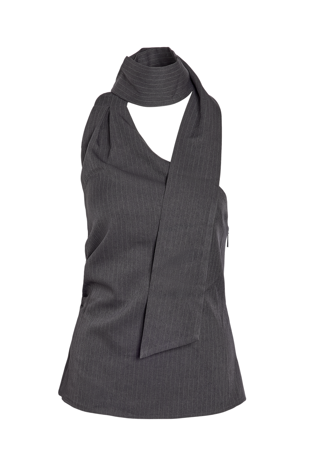 Noisy May - Nmpine One Shoulder Scarf Top - 5257541 Charcoal Gray Pinstripe
