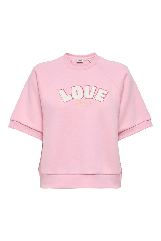 Only - Onlsina S/S O-Neck Terry Emb Swt - 5028260 Romance Rose Love