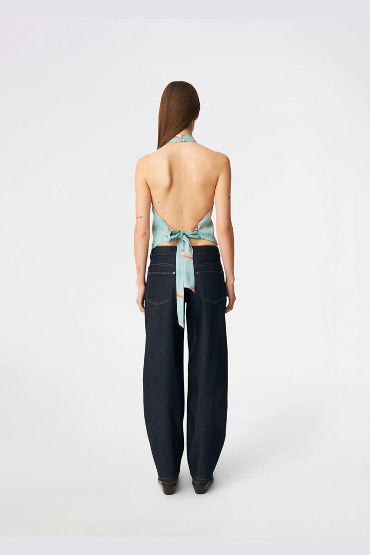 Modström - Carinamd Print Top 59432 - 11631 - Aqua Flower