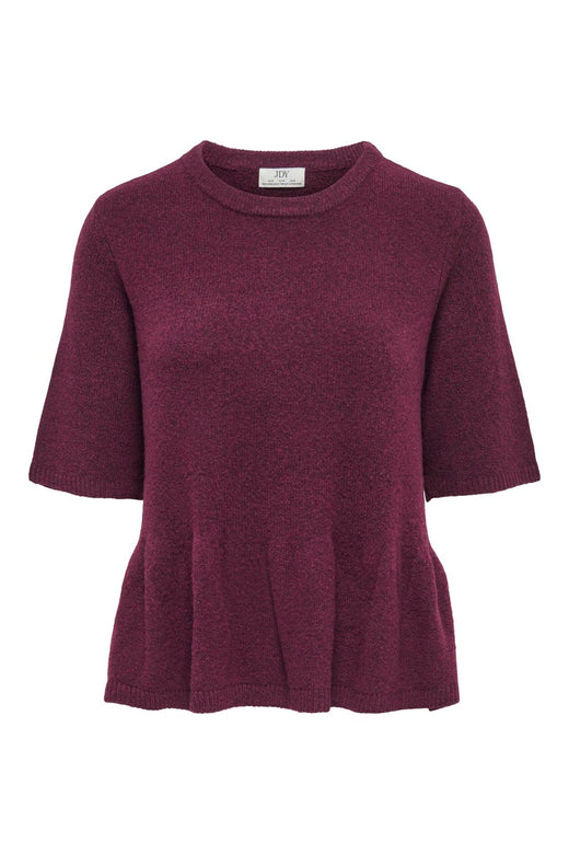 JDY - Jdybrilliant Life S/S On Peplum Pull Knt - 5104951 Windsor Wine Melange