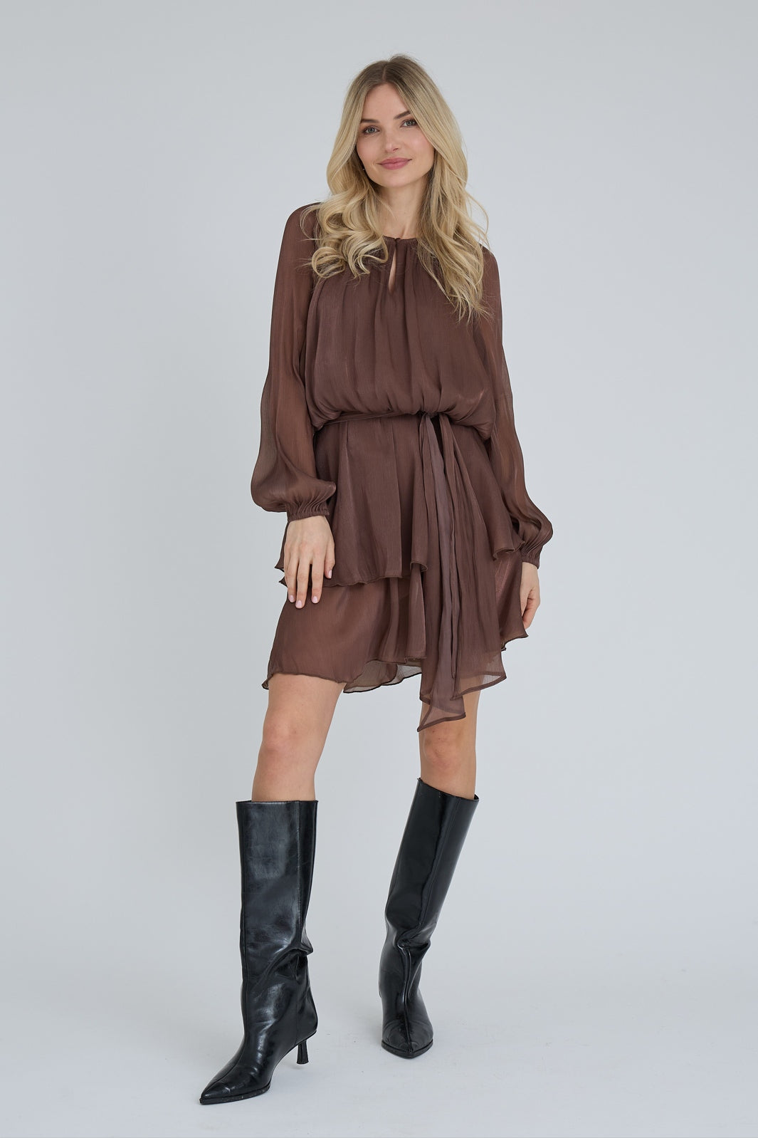 A-View - Ovena Dress AV8284 - 194 - Dark Brown