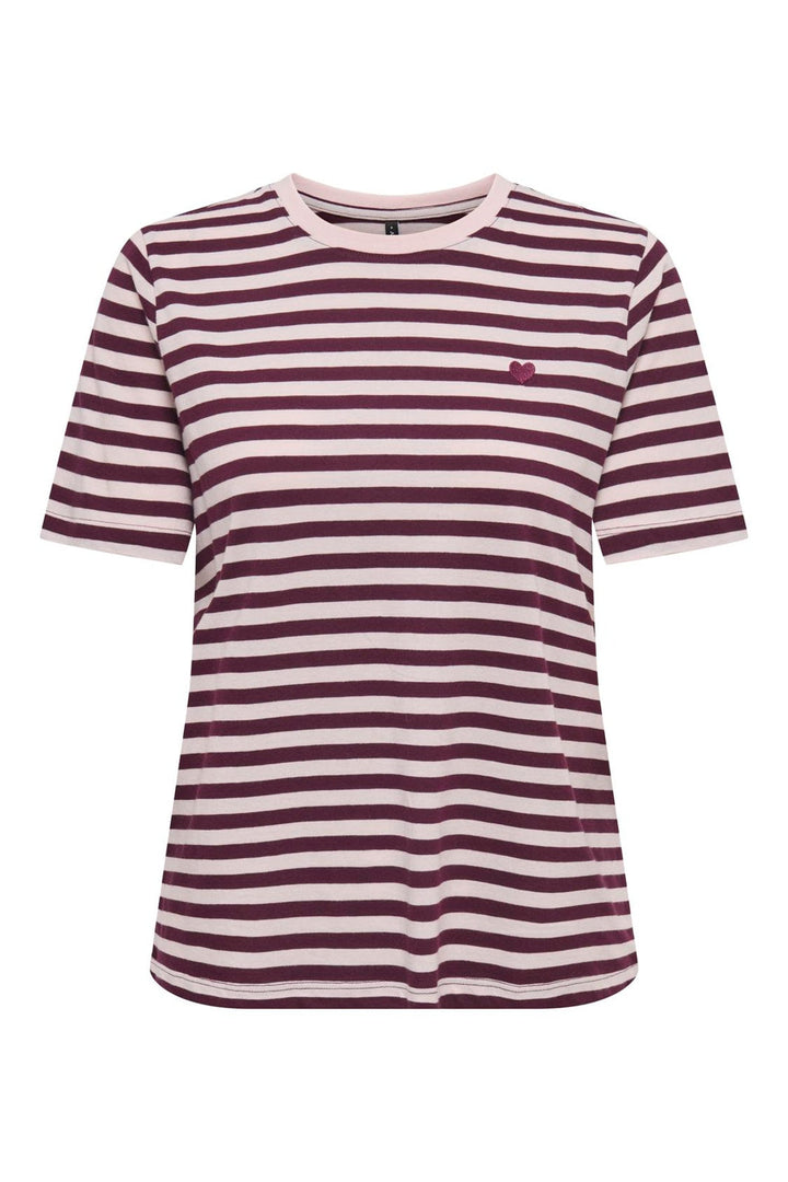Only - Onlhappy S/S Emb Top - 5204485 Winetasting Pale Lilac (Uni) - Winetasting Emb Heart