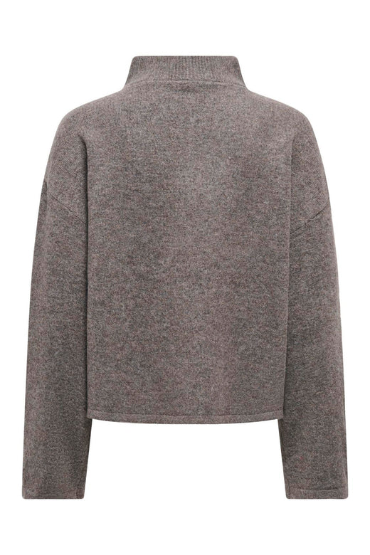 Only - Onlclara Ls Half Zip Knt - 5062024 Bracken Melange/Silver Zip