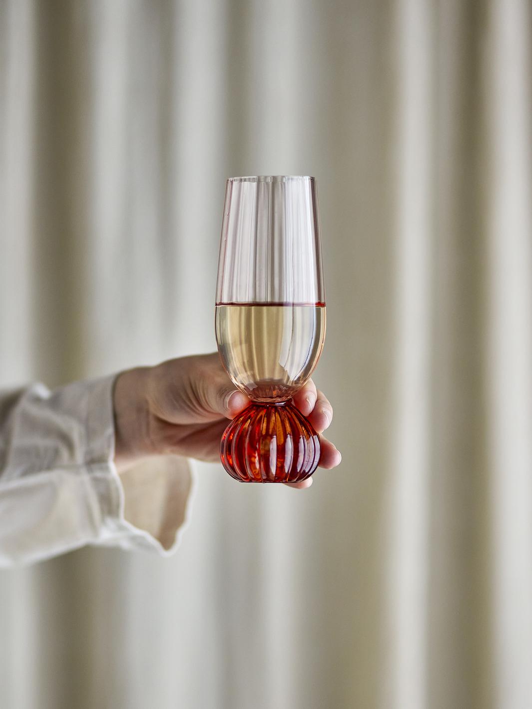 Bloomingville - Taurin Champagneglas, Rosa, Glas 82072787 - Rose