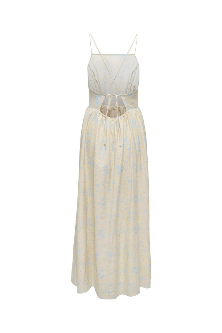 Only - Onleloise Maxi Strap Dress Ox - 4973305 Ecru Cashemere Blue Flower