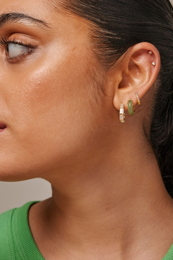 Enamel Copenhagen - Hoops, Oline - Beige And Clear Cz