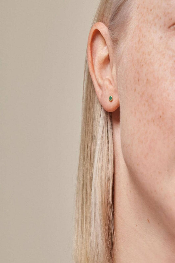 Enamel Copenhagen - Stud, Enamel Dot E313G 1 Pair - Petrol Green