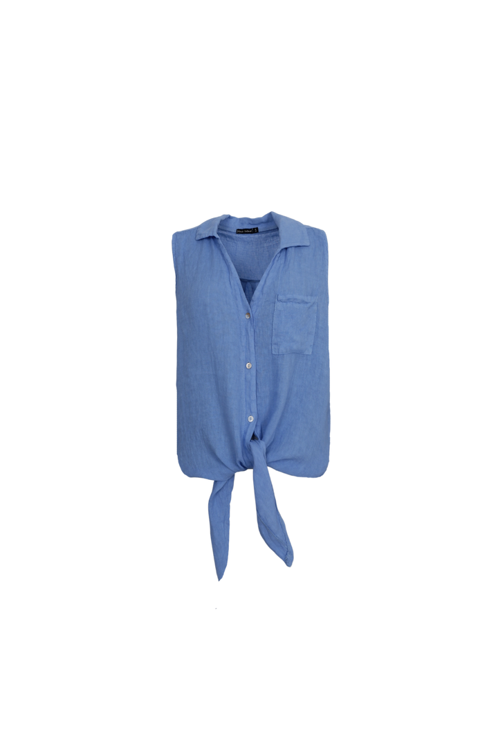 Black Colour - Bcmelina Sleeveless Tie Shirt 40911 - Sky Blue