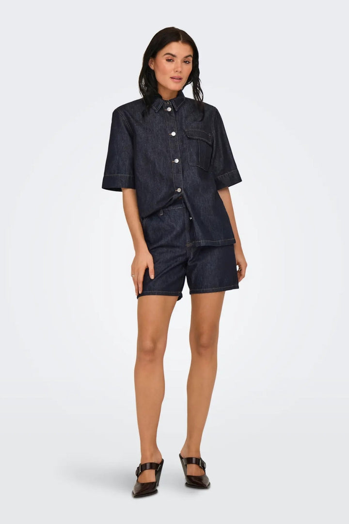 JDY - Jdysansa Ss Oversize Shirt Db - 4743462 Dark Blue Denim