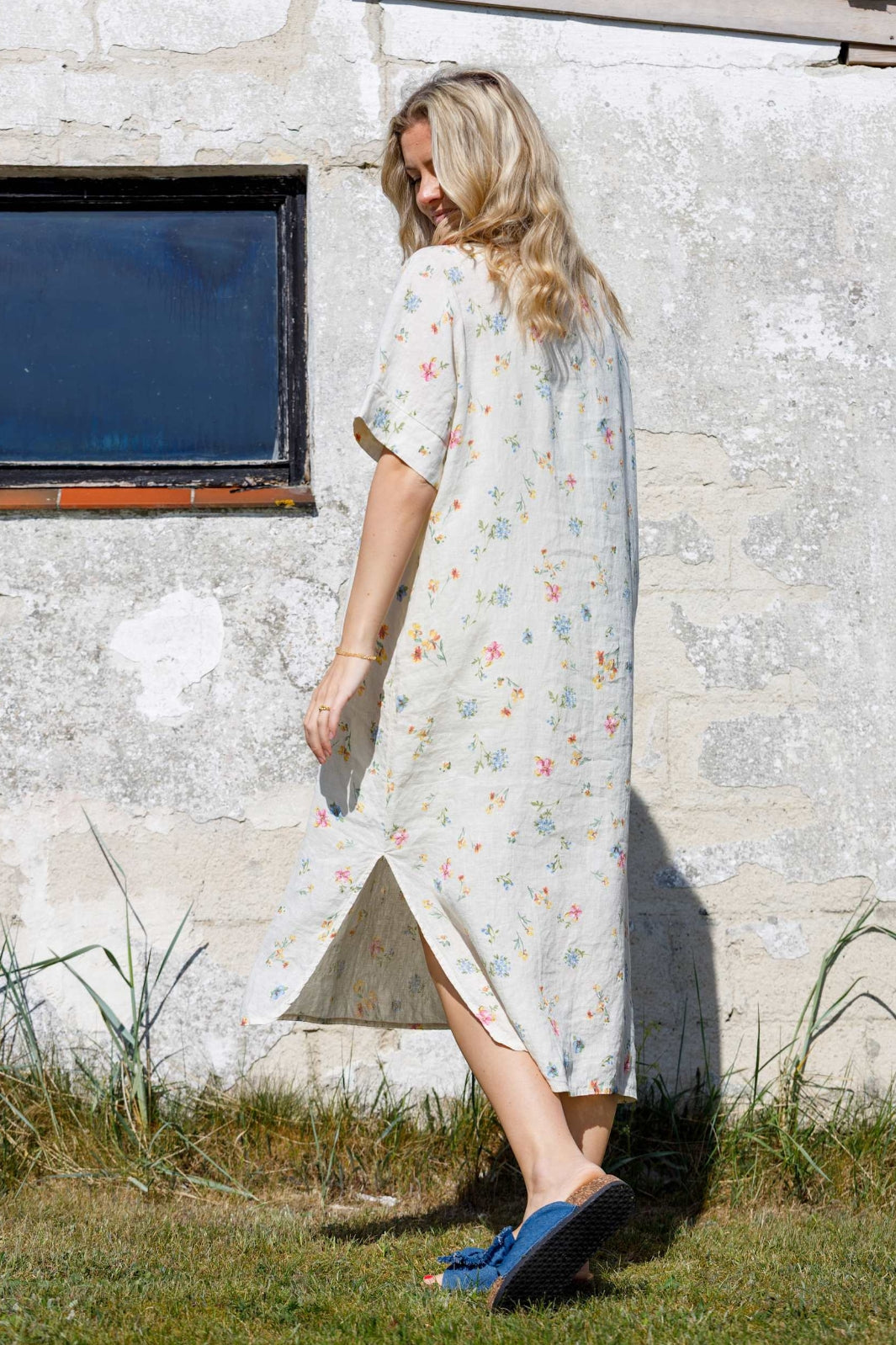 Black Colour - Bcmelina Long Linen Dress 40412 - Flower