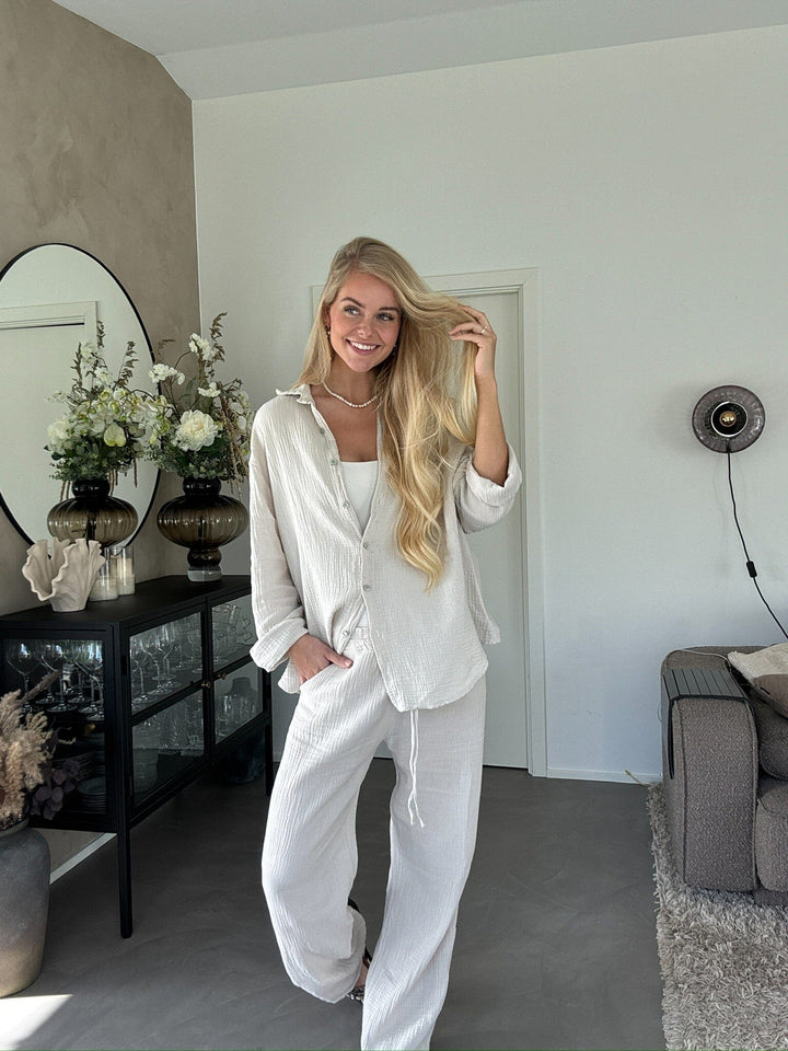 Forudbestilling - A-bee - Sonja Pants - Ecru Bukser 