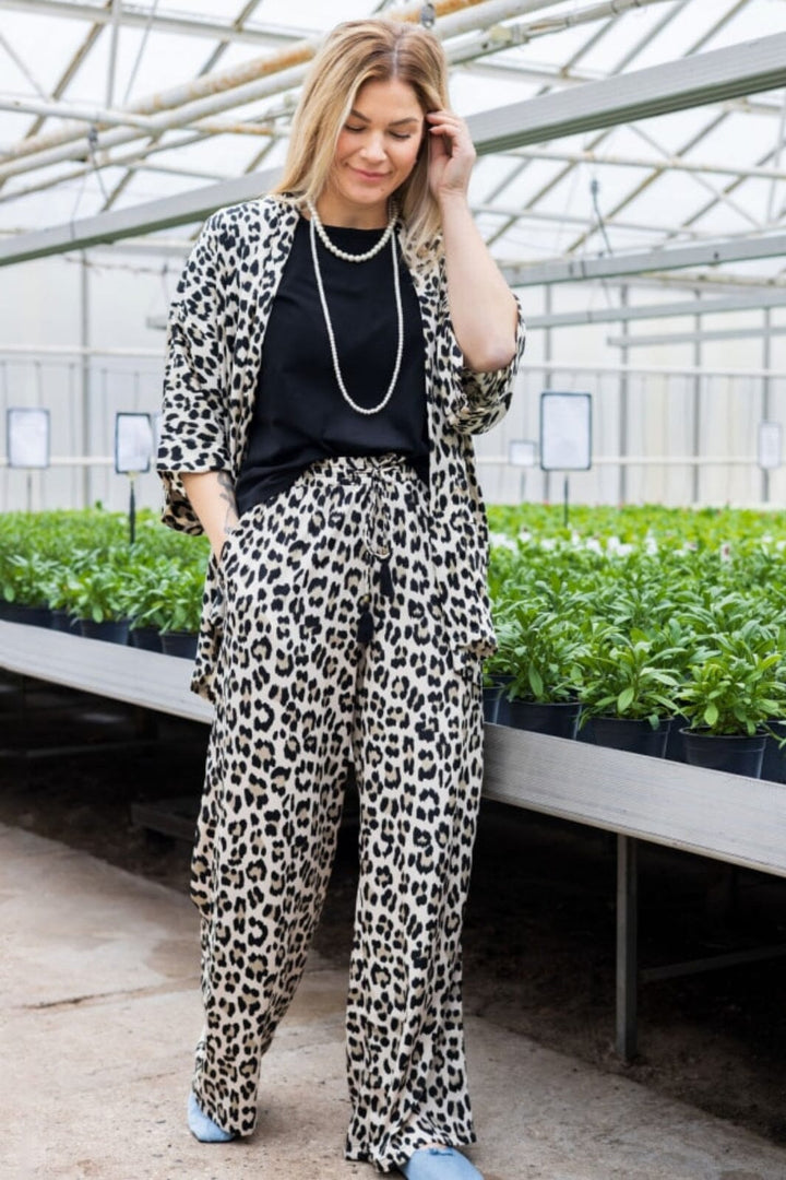 Black Colour - Bcluna Straight Pant - Lt. Leopard