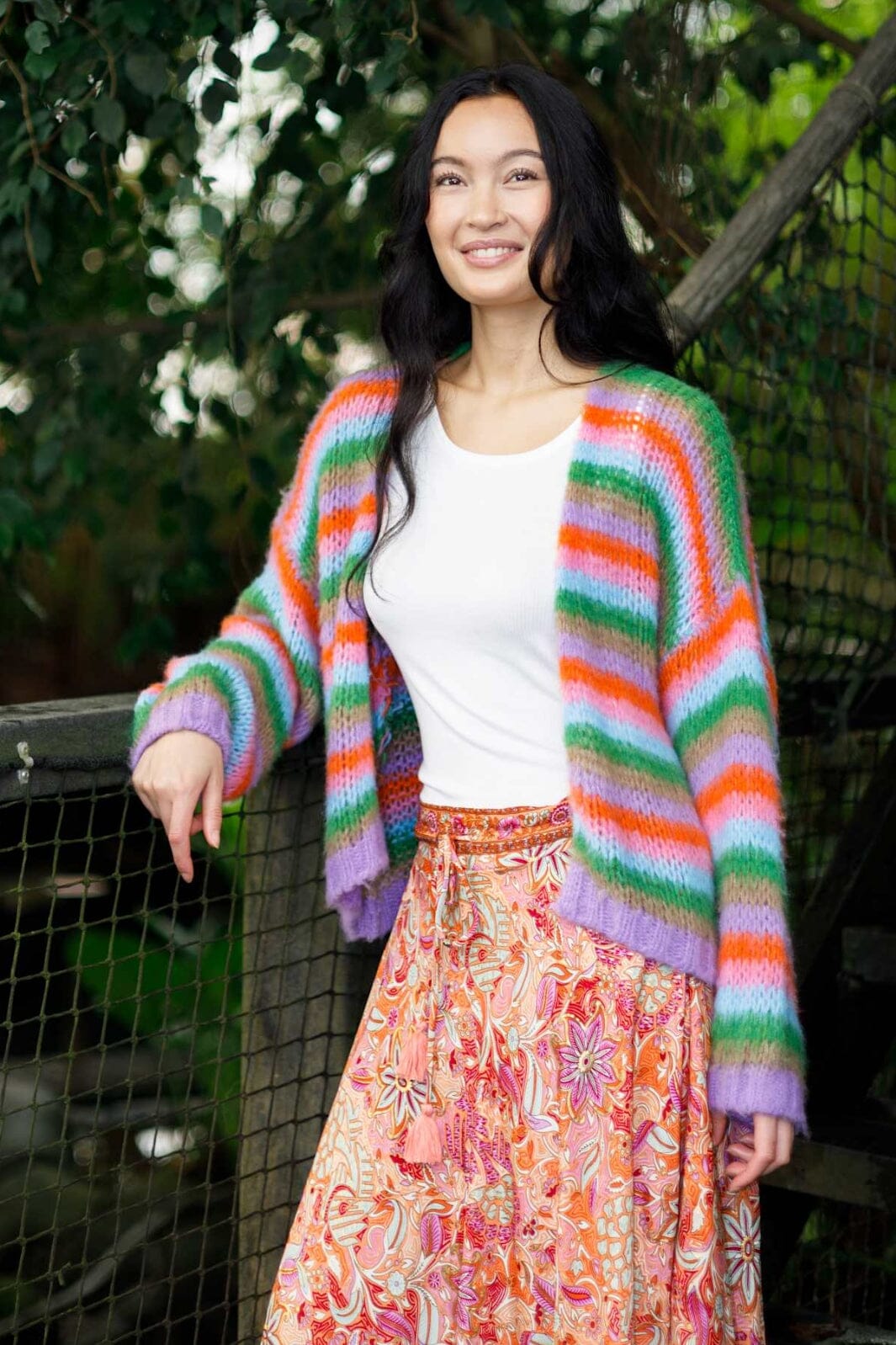 Black Colour - Bcmaddy Striped Cardigan 1210 - Mix Green