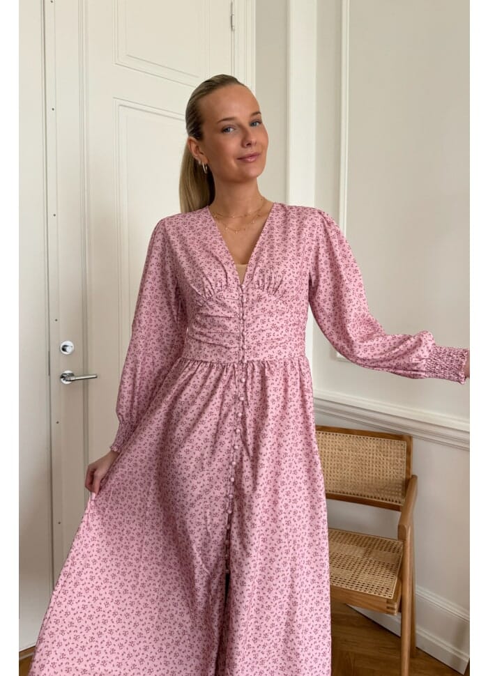 BYIC - Adelic Long Dress - pfsp Pink Flower Stem Print