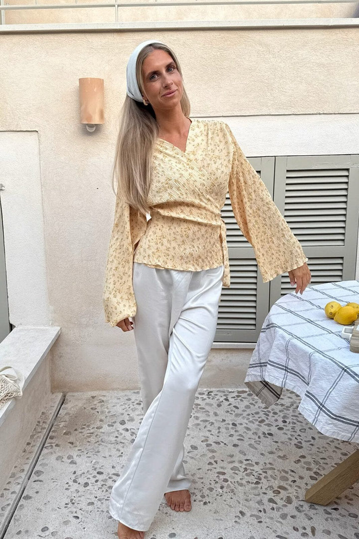 BYIC - Ofeliaic Wrap Shirt A23939 - Yellow Flower Print