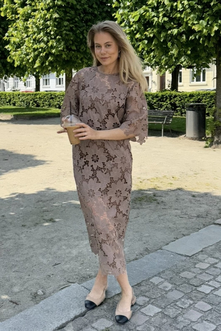 BYIC x Molly&My - Klaraic Lace Long Dress - mocca Mocca