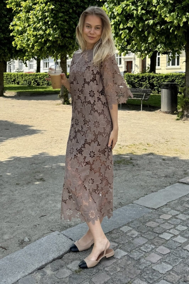 BYIC x Molly&My - Klaraic Lace Long Dress - mocca Mocca