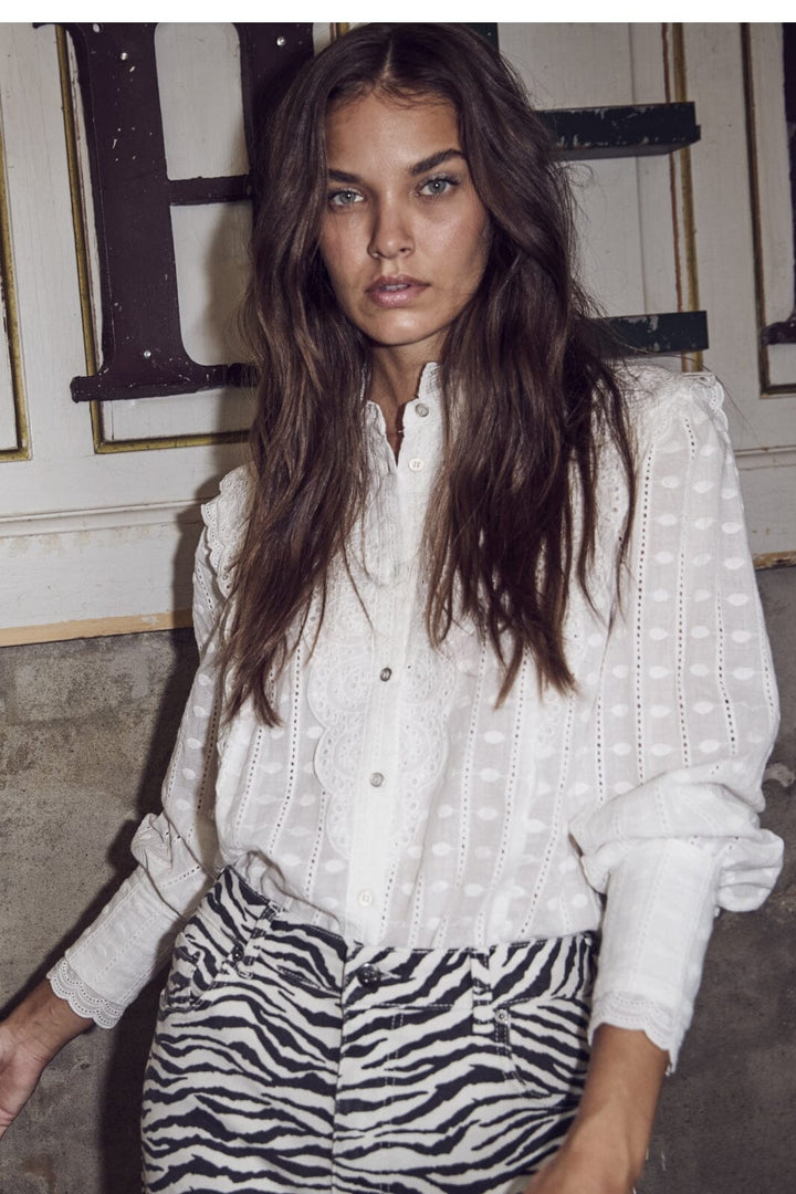 Co´couture - Chaincc Dot Anglaise Shirt 35640 - 4000 White