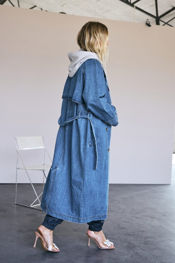 Forudbestilling - Co´couture - Delinacc Denim Trench Coat 30269 - 555 Dark Denim