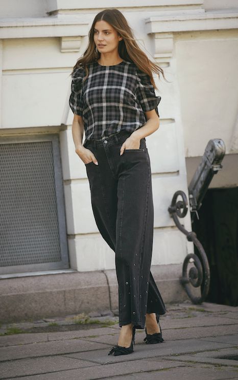 Forudbestilling - Co´Couture - Sifcc Eyelet Wide Jeans 31586 - 96 - Black Bukser 