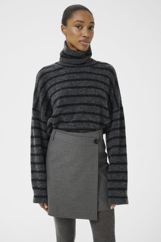 Gestuz - Gzpaula Melange Wrap Skirt 10910495 - 100494 - Dark Grey Melange