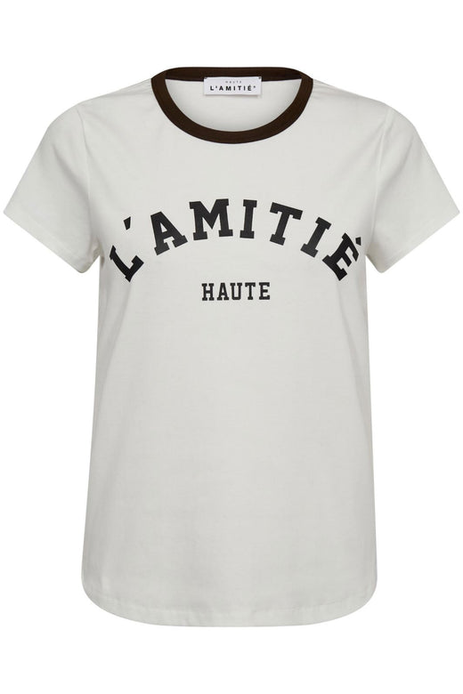 Forudbestilling - Haute L'Amitié - Neckline Logo Tee HL10006 - Off-White/Mocca T-shirts 