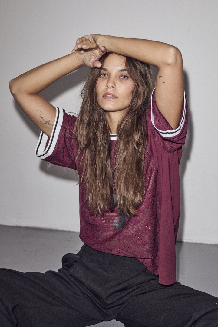 Haute L'Amitié - Sporty Lace Football Tee HL10038 - Amarone