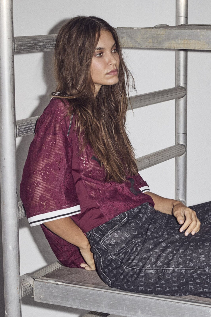 Haute L'Amitié - Sporty Lace Football Tee HL10038 - Amarone