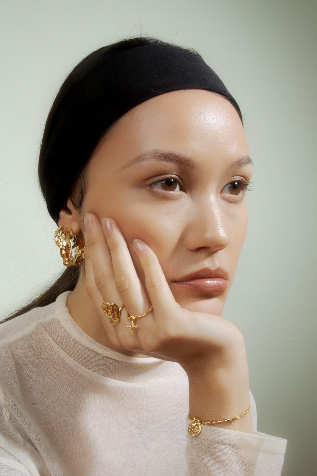 Jane Kønig - Big Rose Ring - Forgyldt