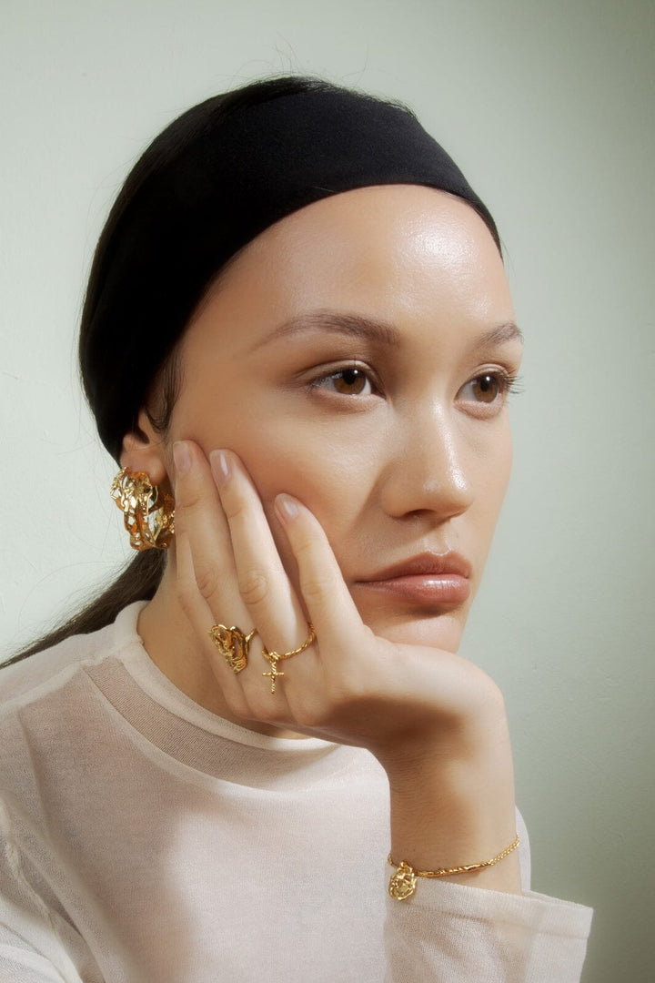 Jane Kønig - Big Rose Ring - Forgyldt