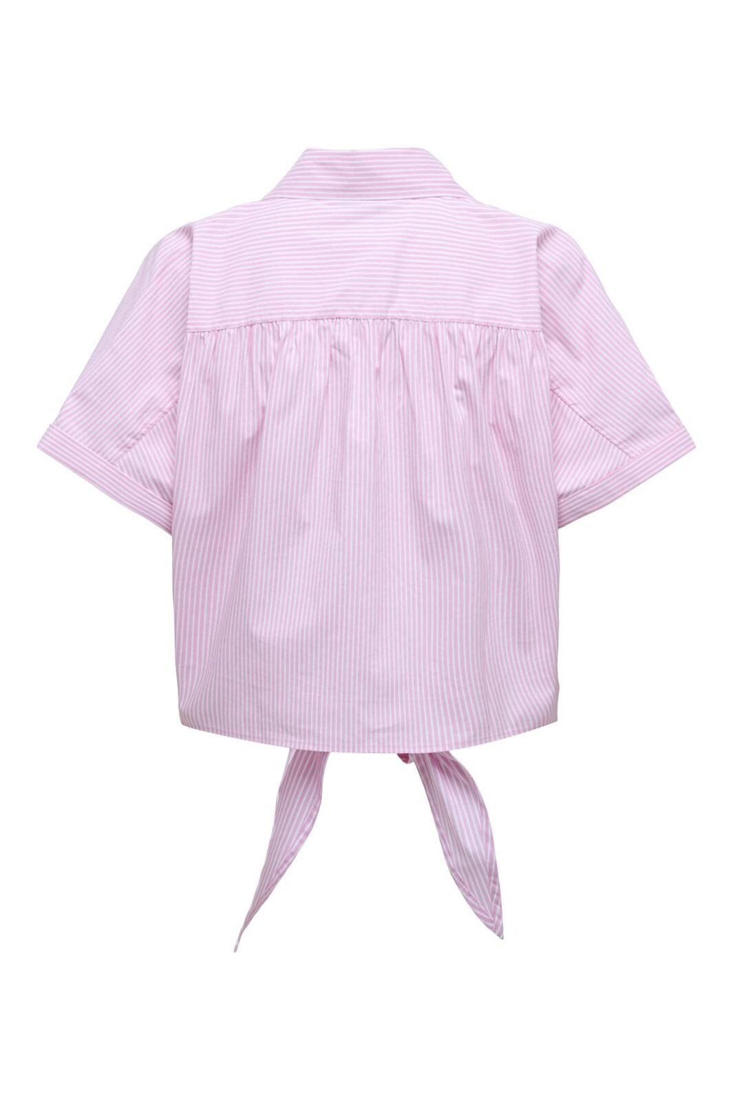 JDY - Jdymio S/S Knot Shirt Dia - 4951321 Shocking Pink Small White Stripes