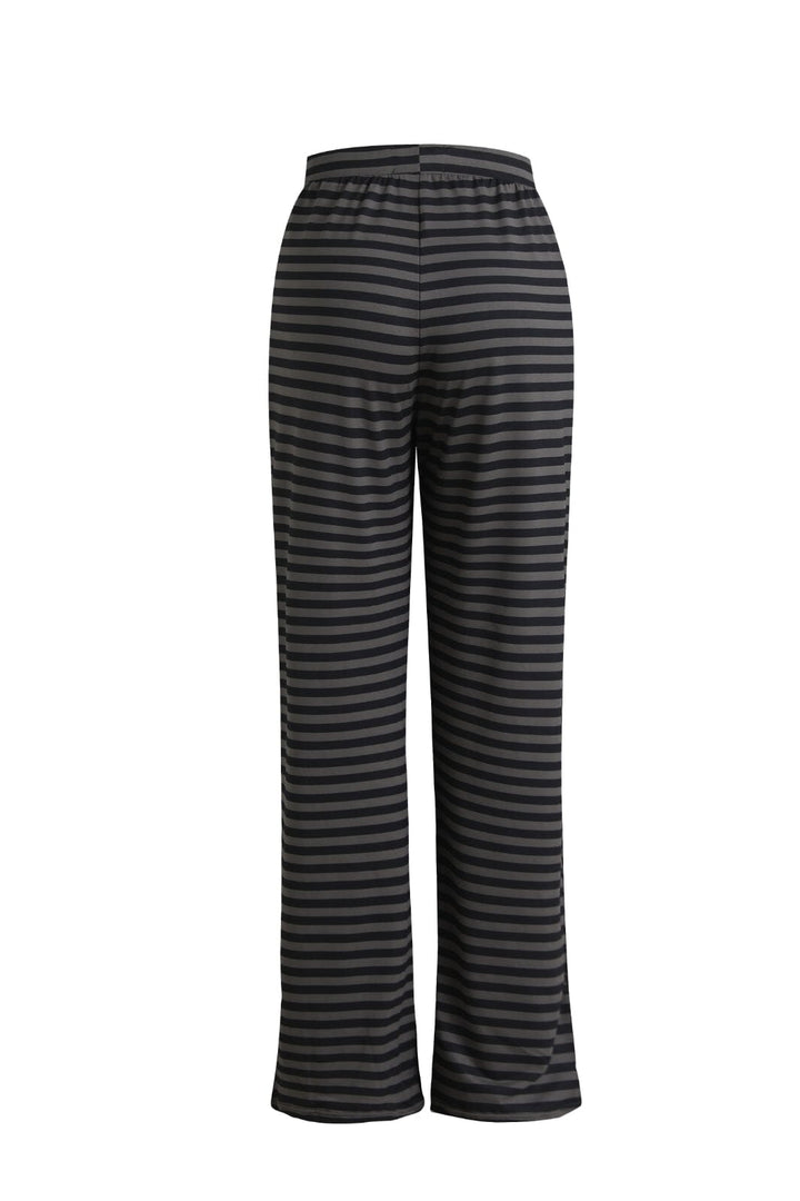 Liberte - Alma-Wide-Pants - Dark Grey Black Stripe