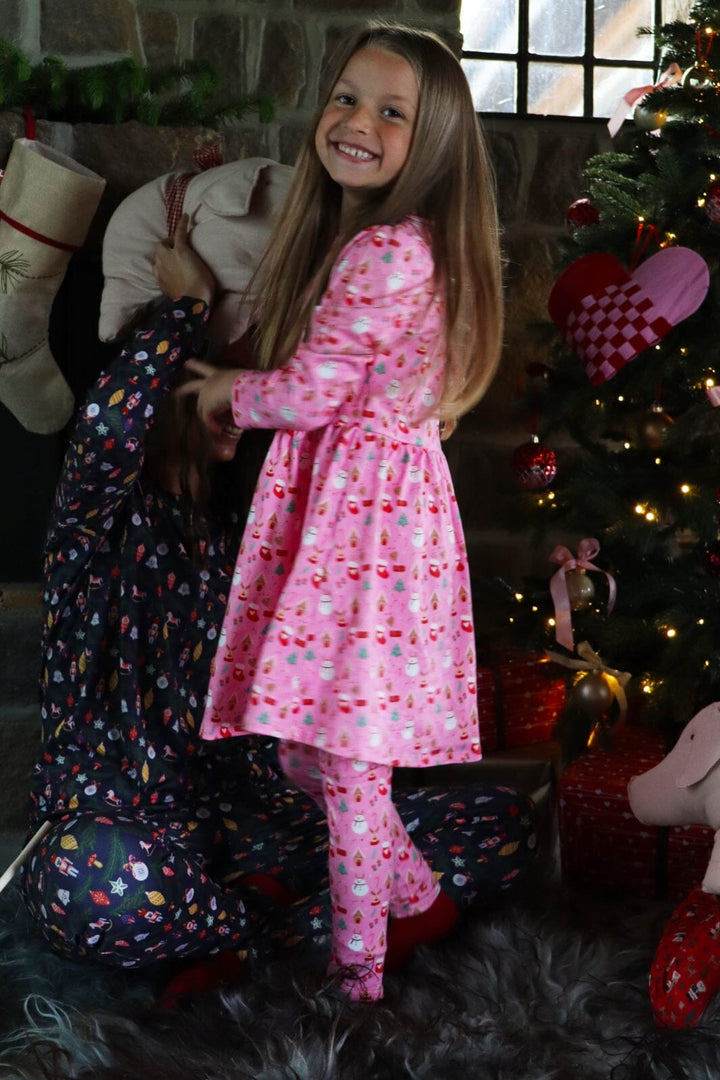 Liberté Ami - Alma-Ls-Babydoll-Dress (Kids) - Christmas Time Pink X-Mas23