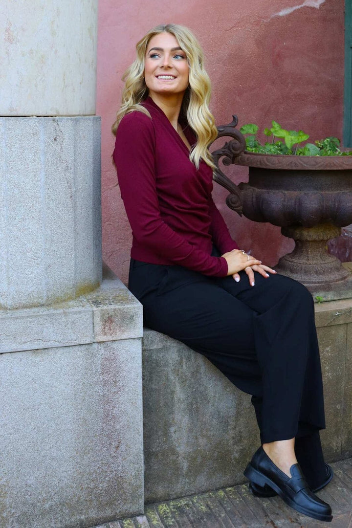 Forudbestilling - Liberte - Ea Ls Wrap Blouse 22258 - Bordeaux