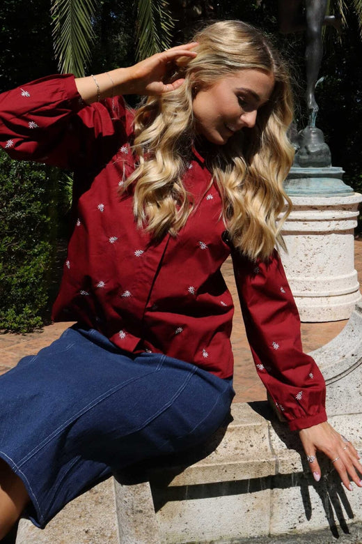 Forudbestilling - Liberte - Flora Ls Blouse 21598 - Bordeaux Flower