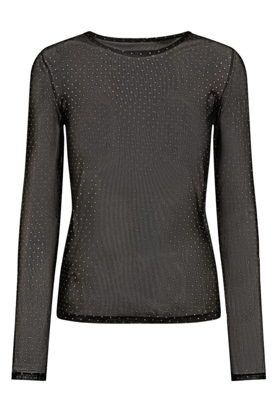 Liberte - Mesh-Ls-Sparkle-Tshirt 22134 - Black Gold Dot