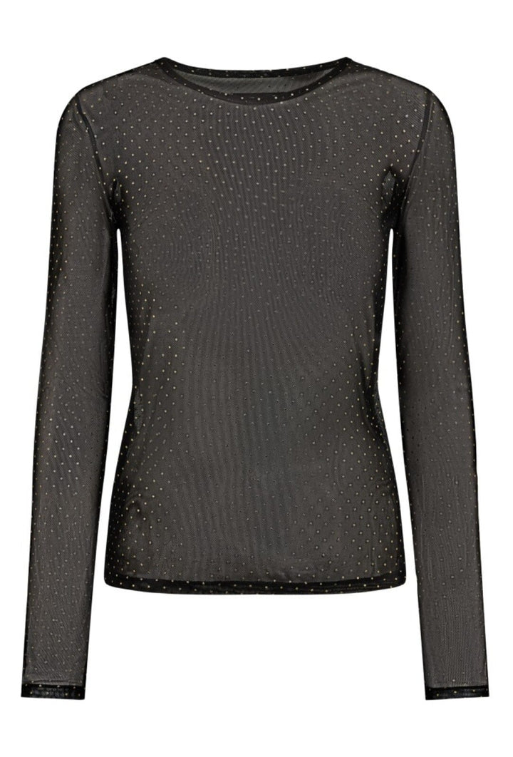 Liberte - Mesh-Ls-Sparkle-Tshirt 22134 - Black Gold Dot
