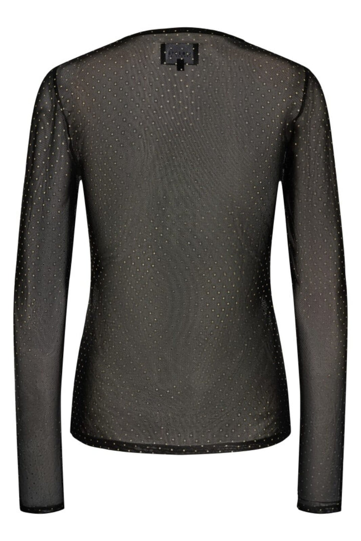Liberte - Mesh-Ls-Sparkle-Tshirt 22134 - Black Gold Dot