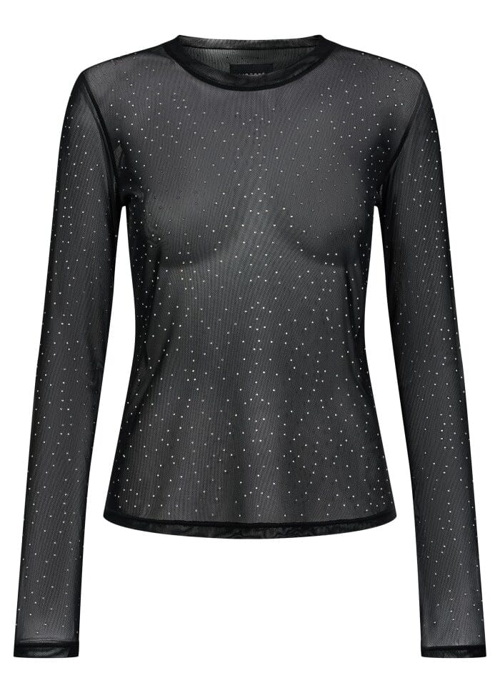 Liberte - Mesh-Ls-Sparkle-Tshirt 22134 - Black Silver Dot