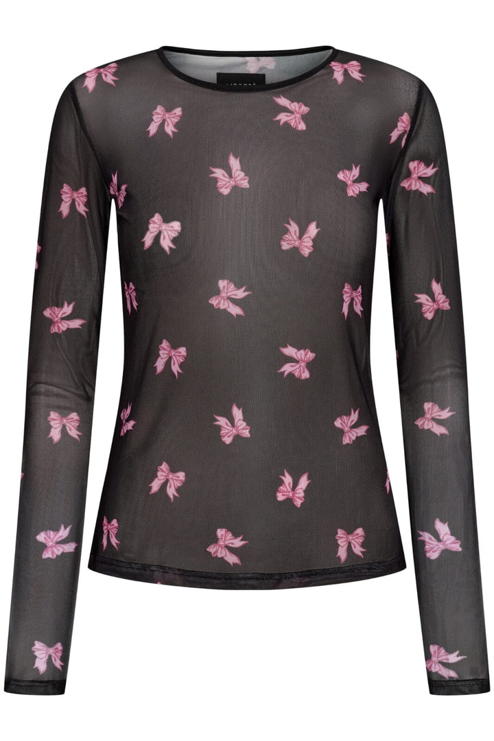 Liberte - Mesh-Ls-Tshirt - Black Pink Bow
