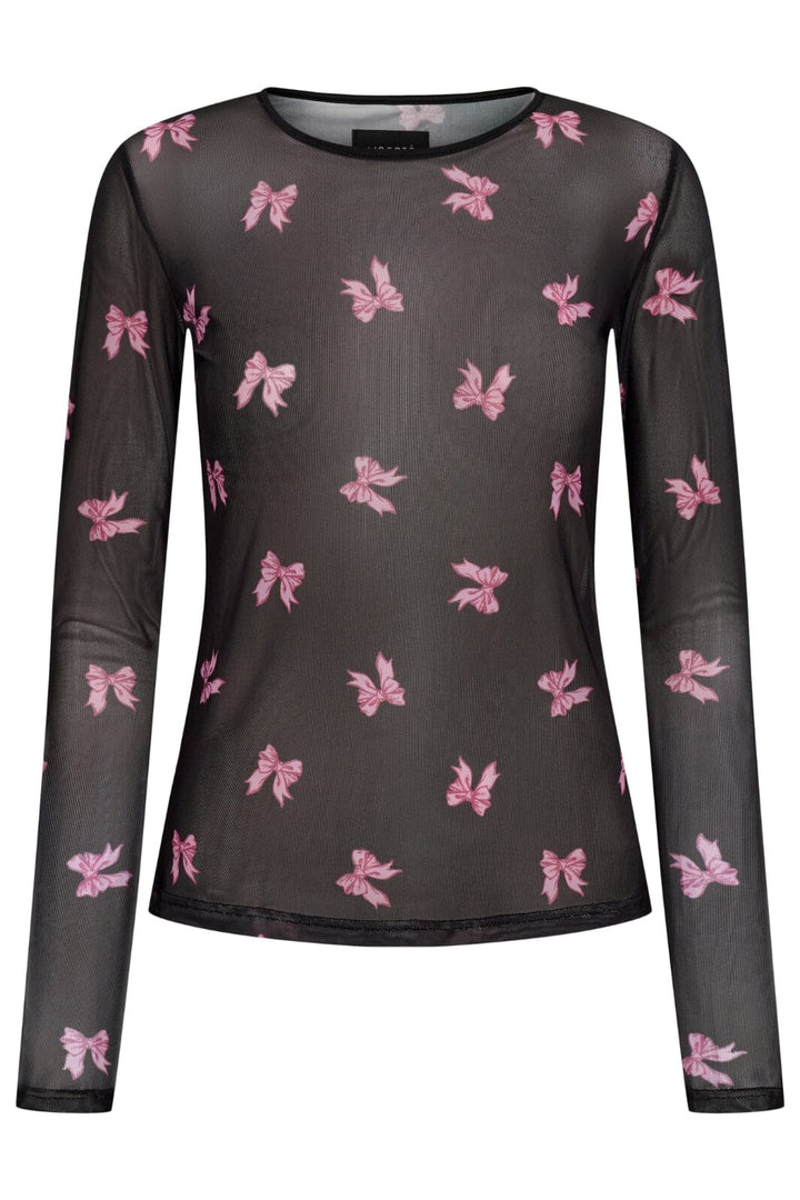 Liberte - Mesh-Ls-Tshirt - Black Pink Bow