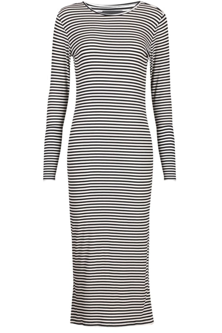 Liberte - Natalia-Ls-Dress - Black Creme Small Stripe