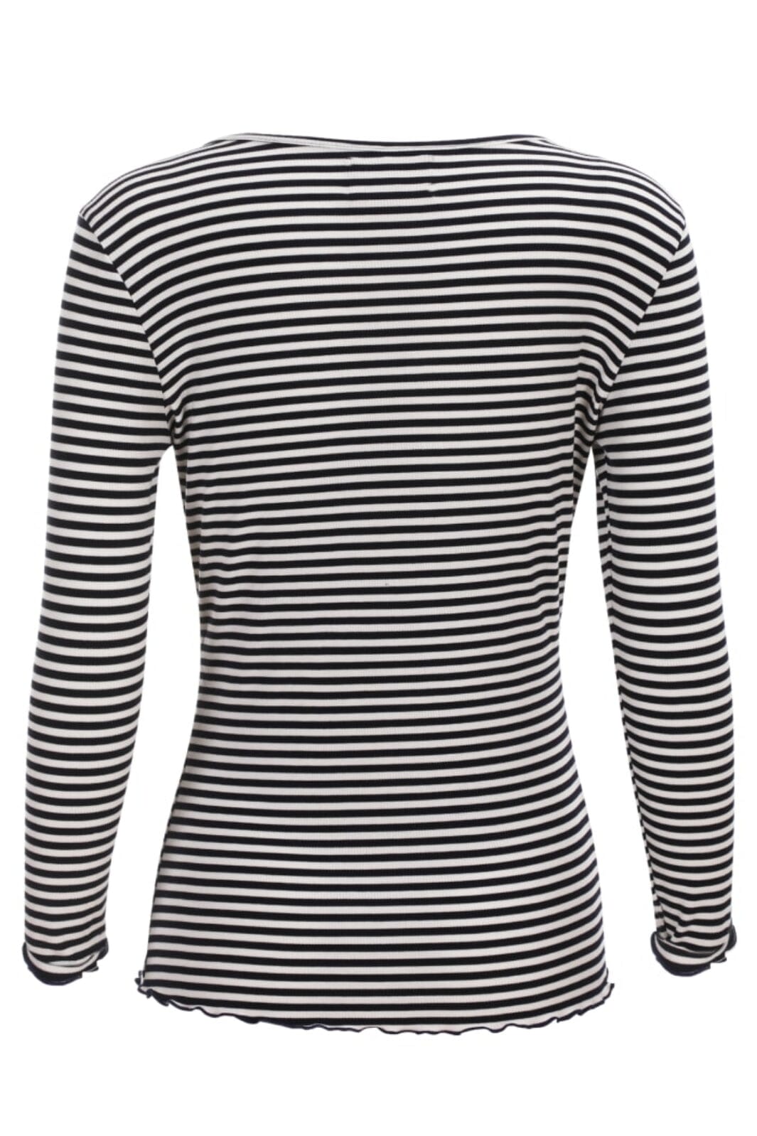 Liberte - Natalia Ls Round Neck Blouse - Black Creme Small Stripe
