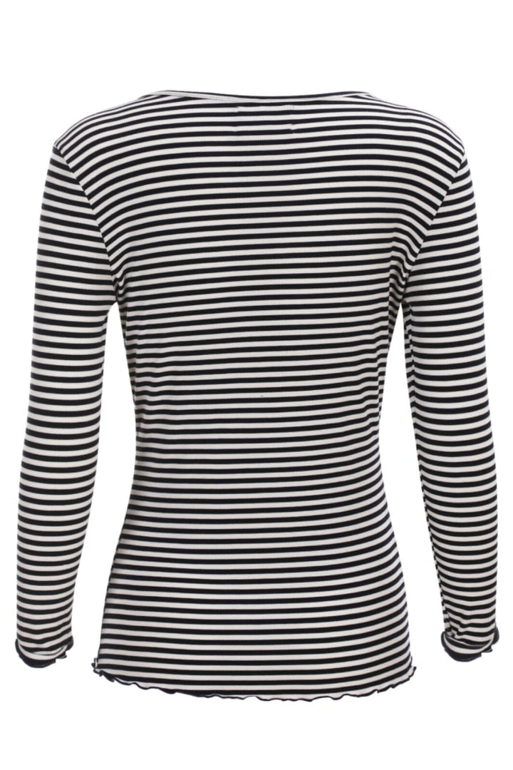 Liberte - Natalia Ls Round Neck Blouse - Black Creme Small Stripe