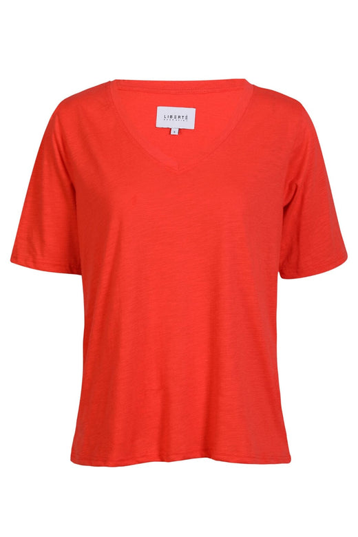 Liberte - Ulla-Ss-Vneck-Tshirt 21675 - Coral