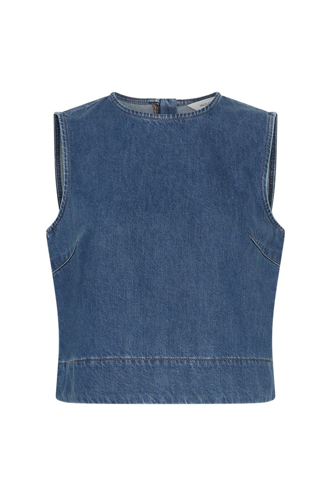 Forudbestilling - Moss Copenhagen - Mschjolene Elena Sl Top 19359 - Mid Blue Wash Toppe 
