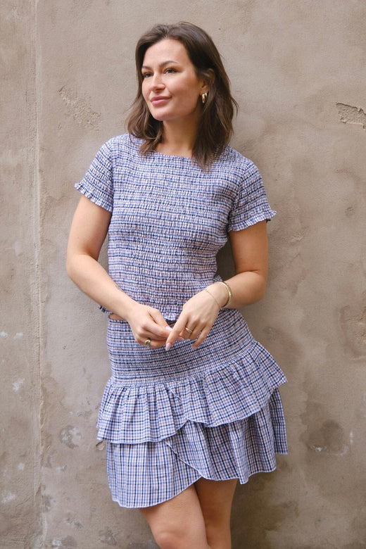 Forudbestilling - Neo Noir - Aletta Double Check Top 165123 - 140 - Blue Toppe 