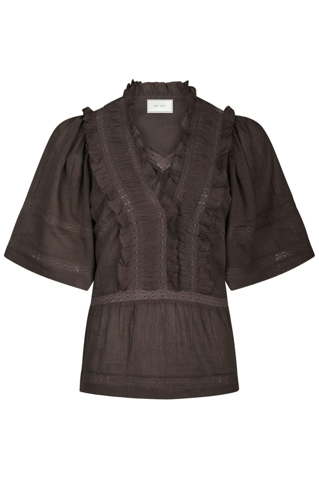 Forudbestilling - Neo Noir - Evienne S Voile Top 161856 - 676 - Dark Brown Toppe 